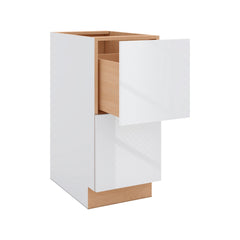 Modernform Cabinet Gloss White 15" W X 34 1/2" H X 24" D  2 Drawer Base Cabinet