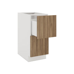 Modernform Cabinet Walnut 15" W X 34 1/2" H X 24" D  2 Drawer Base Cabinet