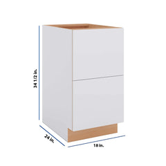 Modernform Cabinet Matte White 18" W X 34 1/2" H X 24" D  2 Drawer Base Cabinet