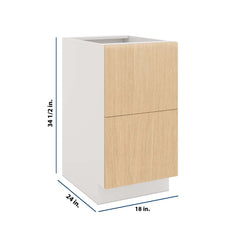 Modernform Cabinet Natural Oak 18" W X 34 1/2" H X 24" D  2 Drawer Base Cabinet