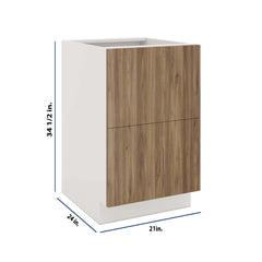 Modernform Cabinet Walnut 21" W X 34 1/2" H X 24" D  2 Drawer Base Cabinet