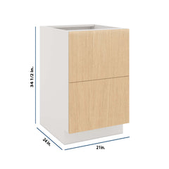 Modernform Cabinet Natural Oak 21" W X 34 1/2" H X 24" D  2 Drawer Base Cabinet