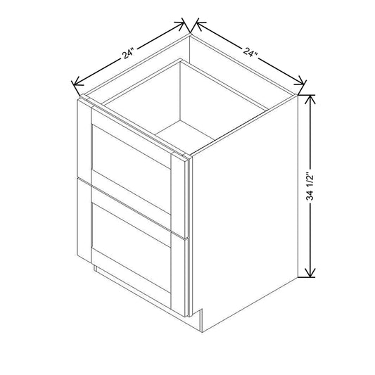 Modernform Cabinet White Shaker 24" W X 34 1/2" H X 24" D  2 Drawer Base Cabinet