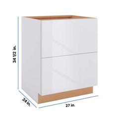 Modernform Cabinet Gloss White 27" W X 34 1/2" H X 24" D  2 Drawer Base Cabinet