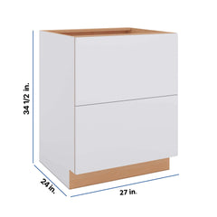Modernform Cabinet Matte White 27" W X 34 1/2" H X 24" D  2 Drawer Base Cabinet