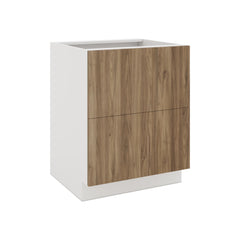 Modernform Cabinet Walnut 27" W X 34 1/2" H X 24" D  2 Drawer Base Cabinet