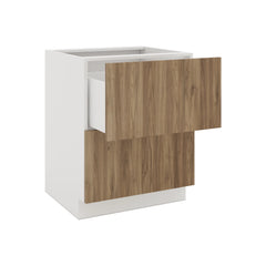 Modernform Cabinet Walnut 27" W X 34 1/2" H X 24" D  2 Drawer Base Cabinet
