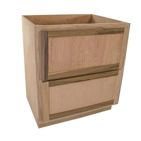 Kitchen Drawer Base Cabinet | Unfinished Poplar | Shaker Style | 30 in | 2 Drawer