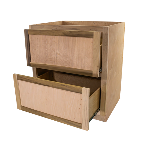 Kitchen Drawer Base Cabinet | Unfinished Poplar | Shaker Style | 30 in | 2 Drawer