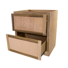 Kitchen Drawer Base Cabinet | Unfinished Poplar | Shaker Style | 30 in | 2 Drawer