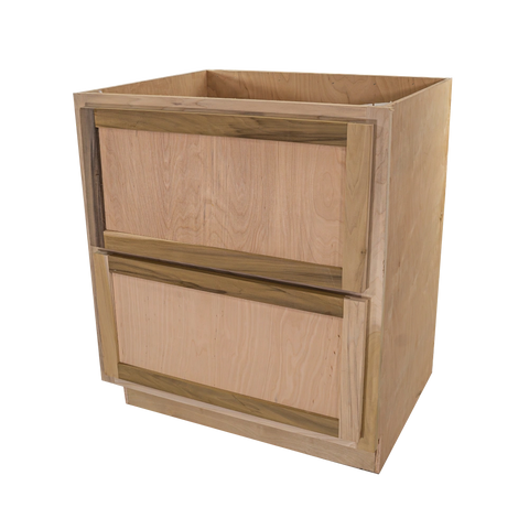 Kitchen Drawer Base Cabinet | Unfinished Poplar | Shaker Style | 30 in | 2 Drawer
