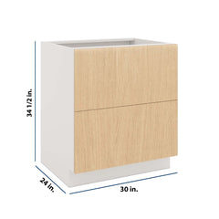 Modernform Cabinet Natural Oak 30" W X 34 1/2" H X 24" D  2 Drawer Base Cabinet