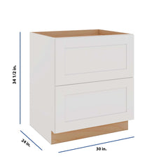 Modernform Cabinet White Shaker 30" W X 34 1/2" H X 24" D  2 Drawer Base Cabinet