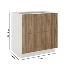 Modernform Cabinet Walnut 33" W X 34 1/2" H X 24" D  2 Drawer Base Cabinet