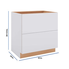 Modernform Cabinet Matte White 33" W X 34 1/2" H X 24" D  2 Drawer Base Cabinet