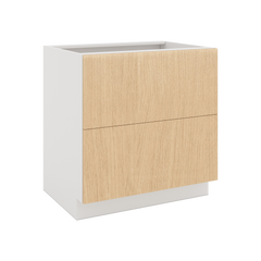 Modernform Cabinet Natural Oak 33" W X 34 1/2" H X 24" D  2 Drawer Base Cabinet