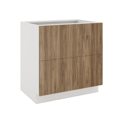 Modernform Cabinet Walnut 33" W X 34 1/2" H X 24" D  2 Drawer Base Cabinet