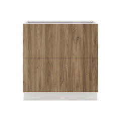 Modernform Cabinet Walnut 33" W X 34 1/2" H X 24" D  2 Drawer Base Cabinet