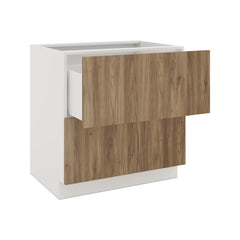 Modernform Cabinet Walnut 33" W X 34 1/2" H X 24" D  2 Drawer Base Cabinet