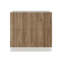 Modernform Cabinet Walnut 36" W X 34 1/2" H X 24" D  2 Drawer Base Cabinet