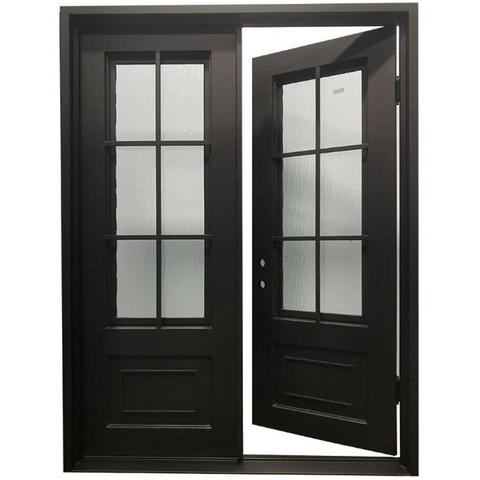 6/0x8/0 6 Lite Double Wrought Iron Prehung Front Door