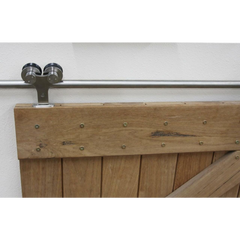 Top Mount Satin Nickel Roller Barn Door Hardware Set