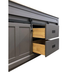 Farmhouse 72 in Double Sink Bathroom Vanity in Grey with Calacatta Gold Quartz Countertop