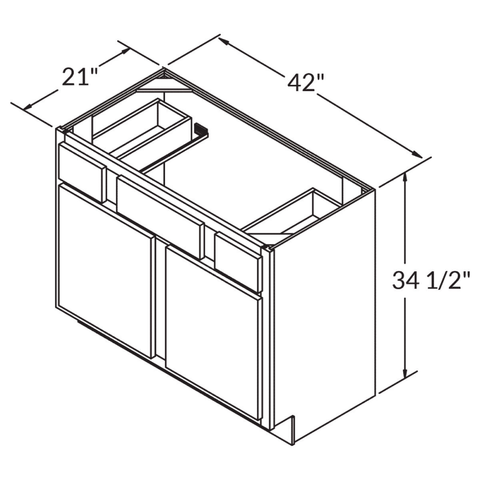 Vanity Sink Base Cabinet 42 x 21 x 34.5 | LessCare Alpina White