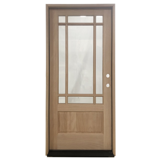 Prairie 3/0x6/8 Mahogany Prehung Front Door With 9 Marginal Lites