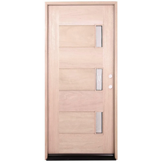 3/0x6/8 Mahogany Prehung Front Door With Three Line Glass