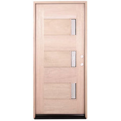 3/0x6/8 Mahogany Prehung Front Door With Three Line Glass