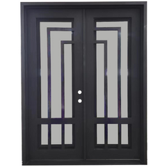Oslo 6/0x8/0 Square Exterior Wrought Iron Prehung Double Door