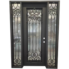 Carmen 5/9x8/0 Square Exterior Wrought Iron Prehung Double Door
