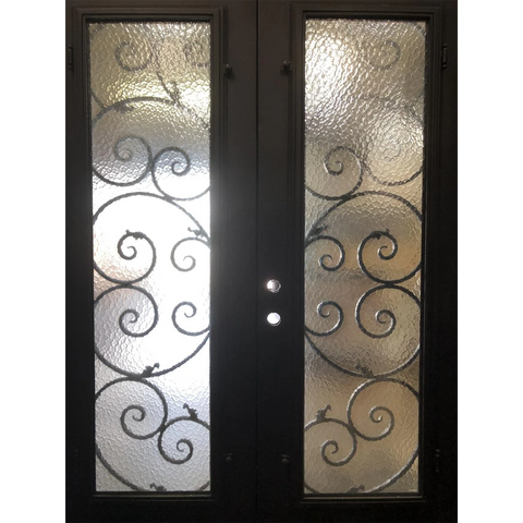 Lily 6/0x8/0 Exterior Wrought Iron Prehung Double Door