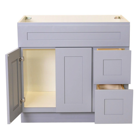 Gray Shaker Maple Vanity Sink and 2 Drawer Base | 36"