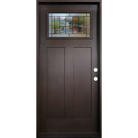 Hometown 3/0x6/8 Single Prehung Fiberglass Door in Dark Walnut