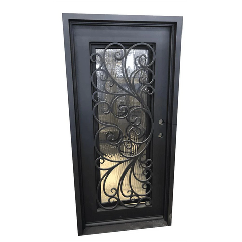 Violet 3/0x6/8 Exterior Wrought Iron Prehung Single Door