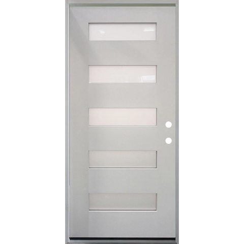 3/0x6/8 Single Prehung Fiberglass Primed Door with 5 Lites