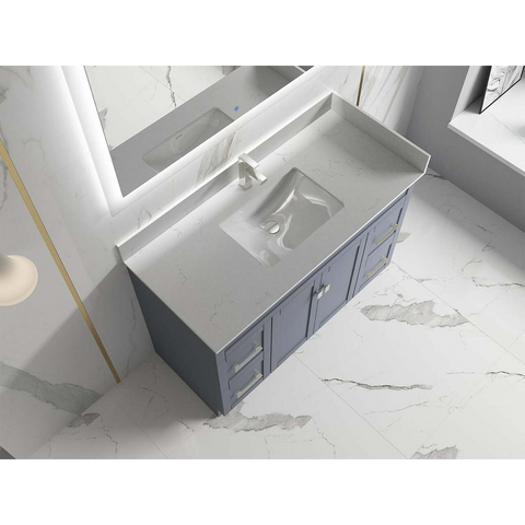 Satar 48 in Single Sink Bathroom Vanity in Grey with White Quartz Countertop