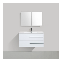 Bella 36" W Wall-Mounted White Vanity with Sink Top | LessCare