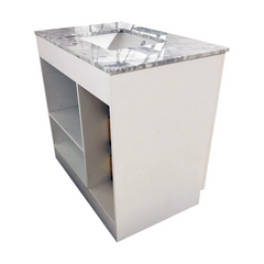 Amelie 36 in Single Sink Bathroom Vanity in White with Carrara White Countertop