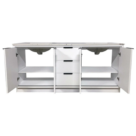 Amelie 72 in Double Sink Bathroom Vanity in White with Calacatta Quartz Countertop