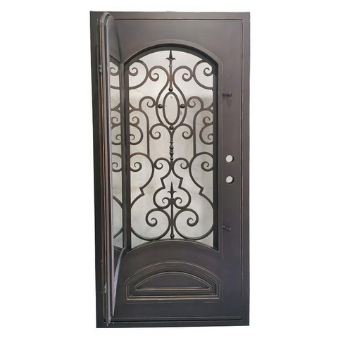 Cielo 3/0x6/8 Bronze Exterior Wrought Iron Prehung Single Door