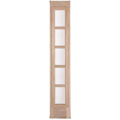 53 in x 80 in Exterior Wood Door | Horizontal Lines with Right Sidelight