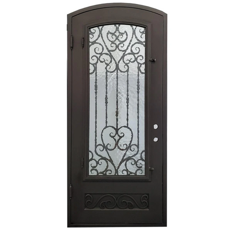 Ventura 3/6x8/0 Eyebrow Wrought Iron Prehung Exterior Door