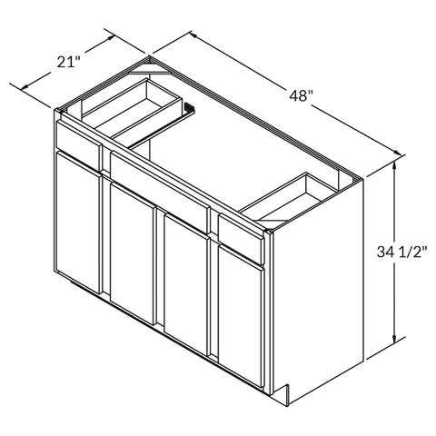 Vanity Sink Base Cabinet 48 x 21 x 34.5 | LessCare Alpina White