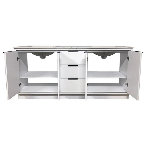 Amelie 60 in Double Sink Bathroom Vanity in White with Calacatta Quartz Countertop