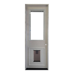 2/8x8/0 Prehung Fiberglass Exterior Door with Miniblinds and a Doggy Door
