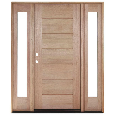 5/9x6/8 Exterior Mahogany Door | Horizontal Lines with Sidelights