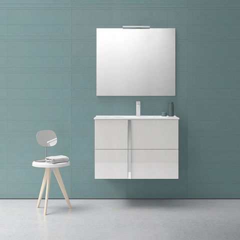 Onix+ by Royo Modern 40 in. Wall-Mount 2 Drawers White Vanity Cabinet with Mirror